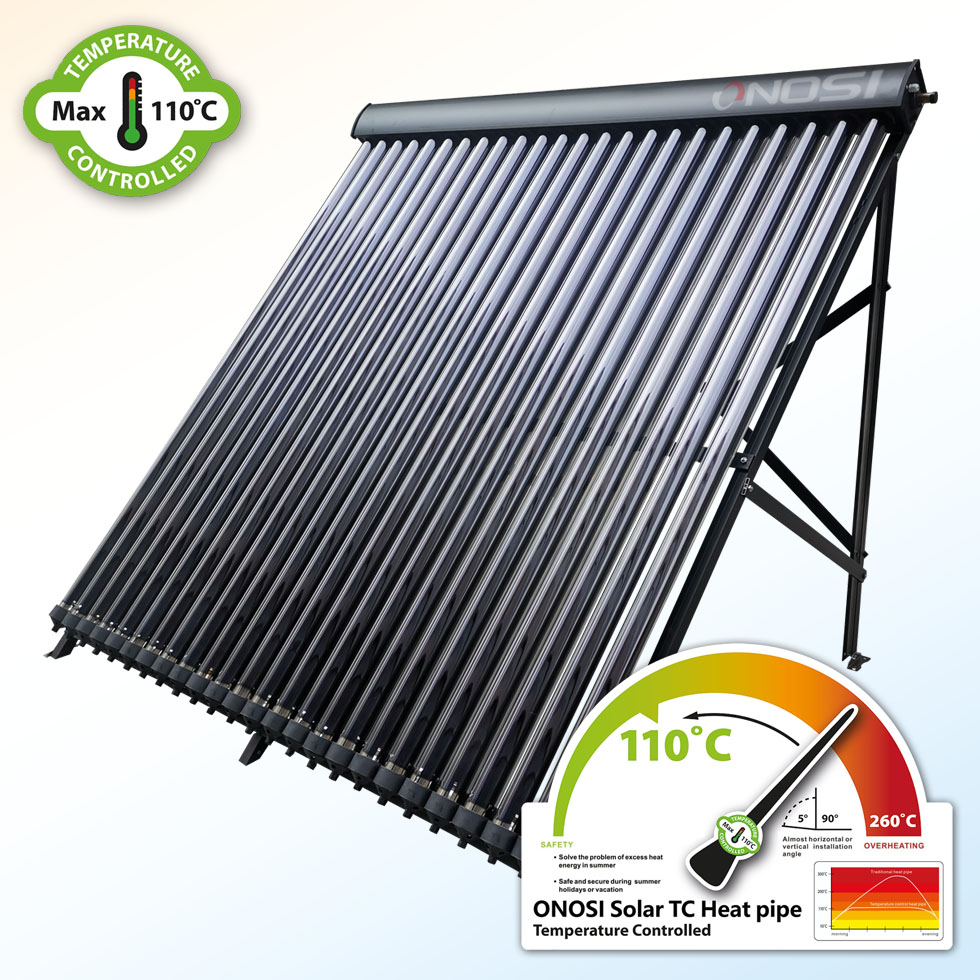 Temperature control heat pipe Solar collector